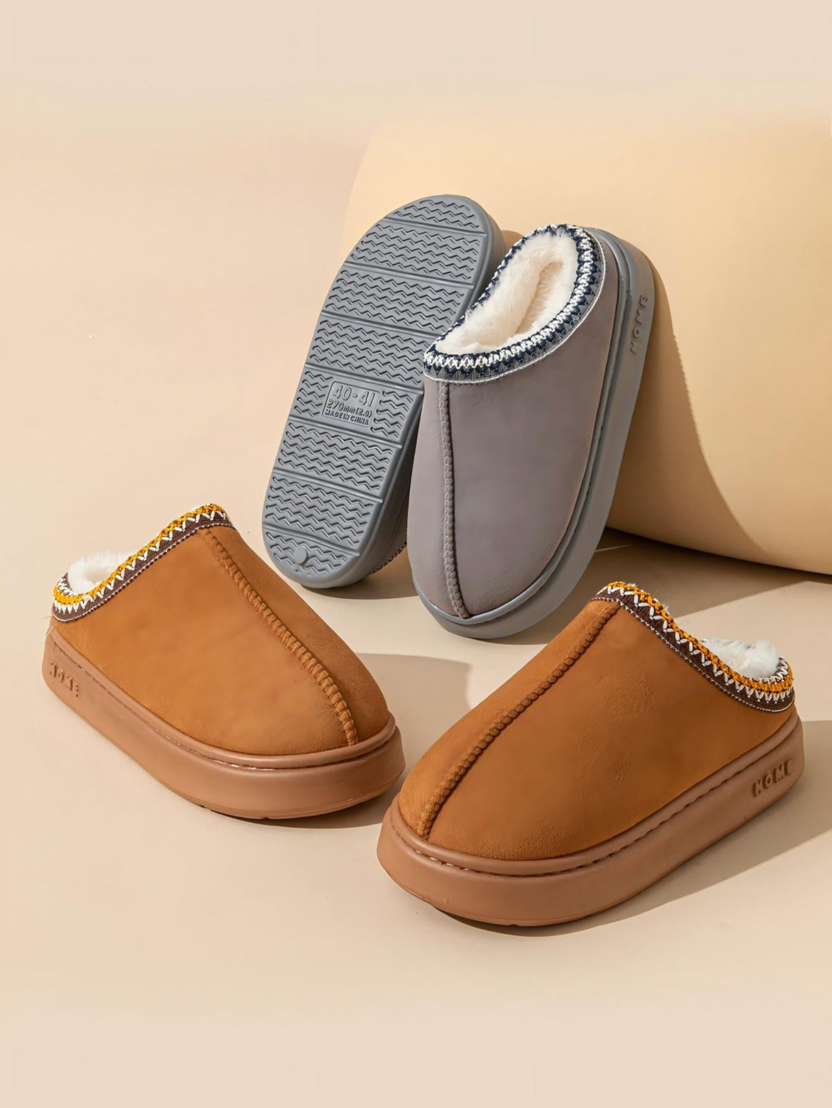 Solid Color Stitching Thick-soled Slippers