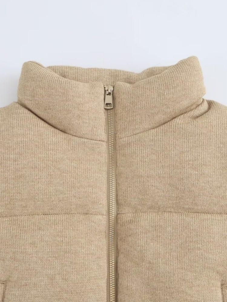 Stand Collar Style Cotton Vest Simple Style Cardigan Warm Short Vest