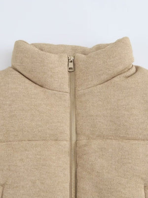 Stand Collar Style Cotton Vest Simple Style Cardigan Warm Short Vest