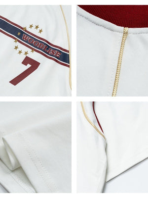 Retro Jersey Number Cross Pattern Printed T-shirts