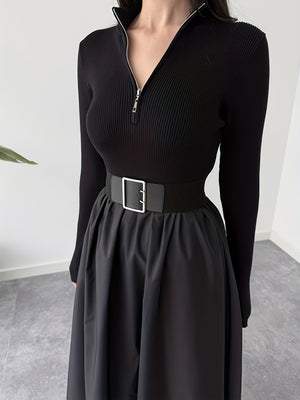 V-neck Big Swing Long Sleeve Parties Maxi Dresses