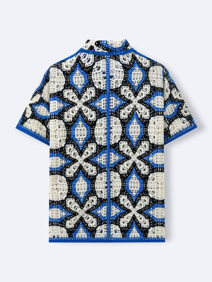 Geometry Jacquard Hollow Knitting Vacation Polo Shirts