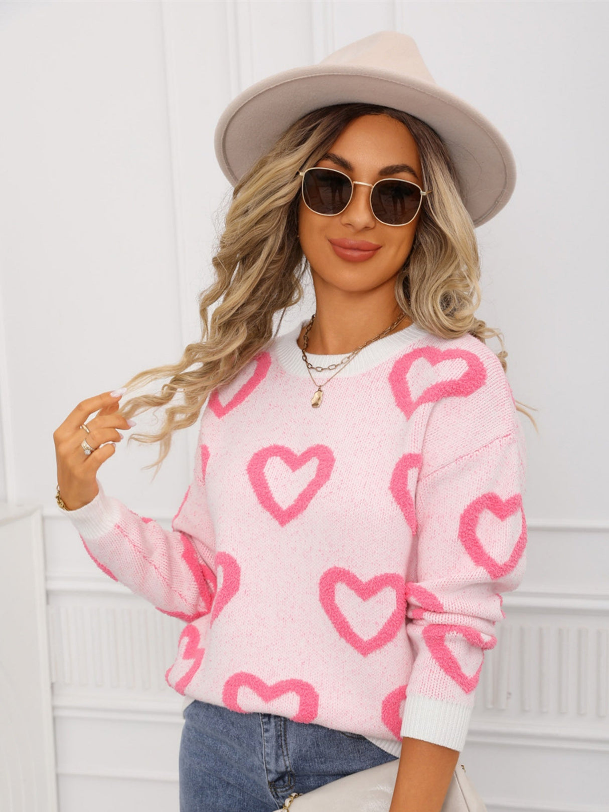 Love Valentine's Day Color-blocked Knitted Sweater