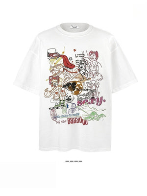 Liber Summer Neutral Printed Cartoon T-shirts