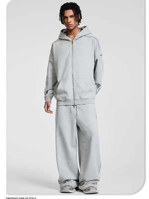 Ribbon Splicing Loose Sports Hooded Sweatshirts&Hoodies Set