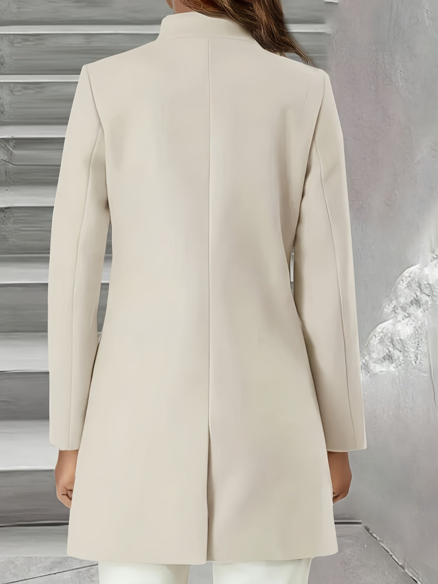 Stand Collar Woolen Cloth Slim Fit Button Coat