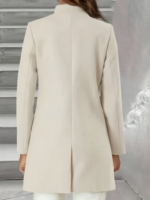 Stand Collar Woolen Cloth Slim Fit Button Coat