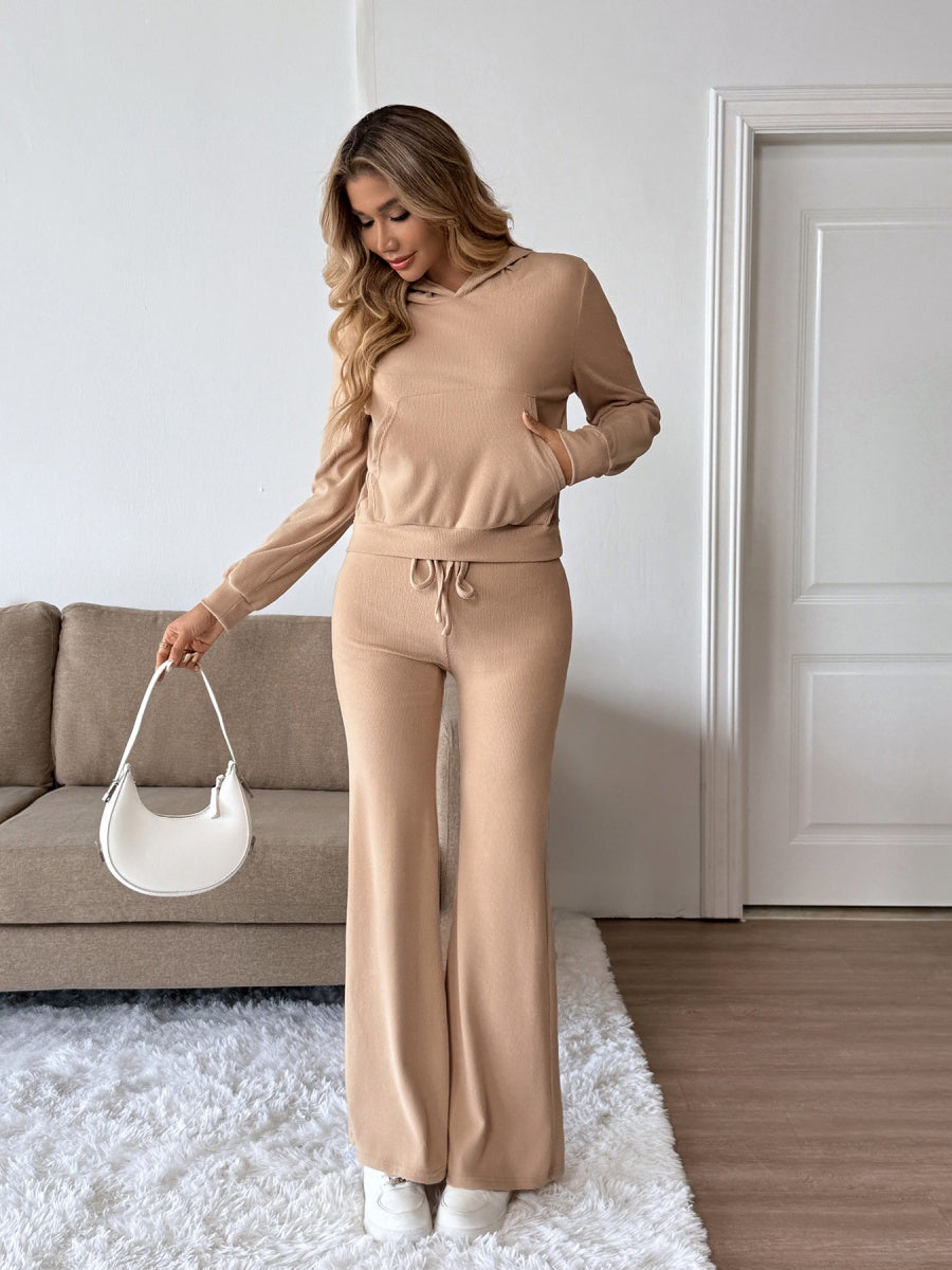 Hoodies Khaki knitted two-piece trousers