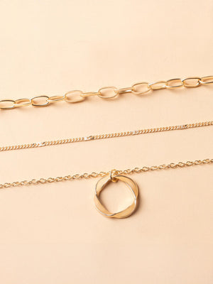 Alloy Necklace With Electroplated Circle Pendant, Fashion Necklace