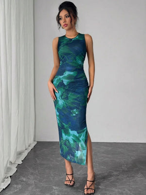 Liber Spring Women's Tie-dye Geometric Patterns Maxi Dresses