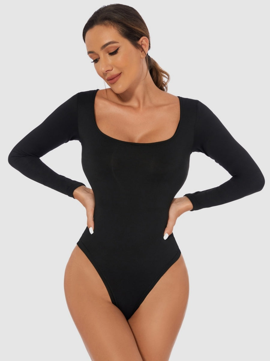 Slim Fit U-neck Long Sleeve Slimming Bodysuit
