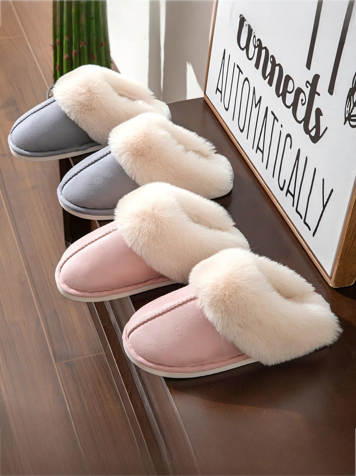 Solid Color Plush Slippers