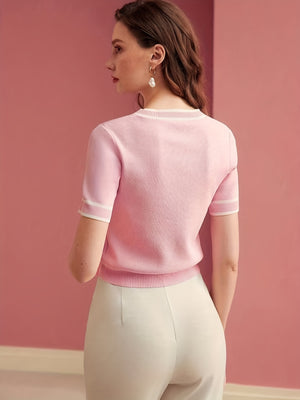 Solid Color Color Blocking Patchwork Women's Basic Top