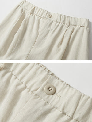 Army Green Flax Wide-leg Pants