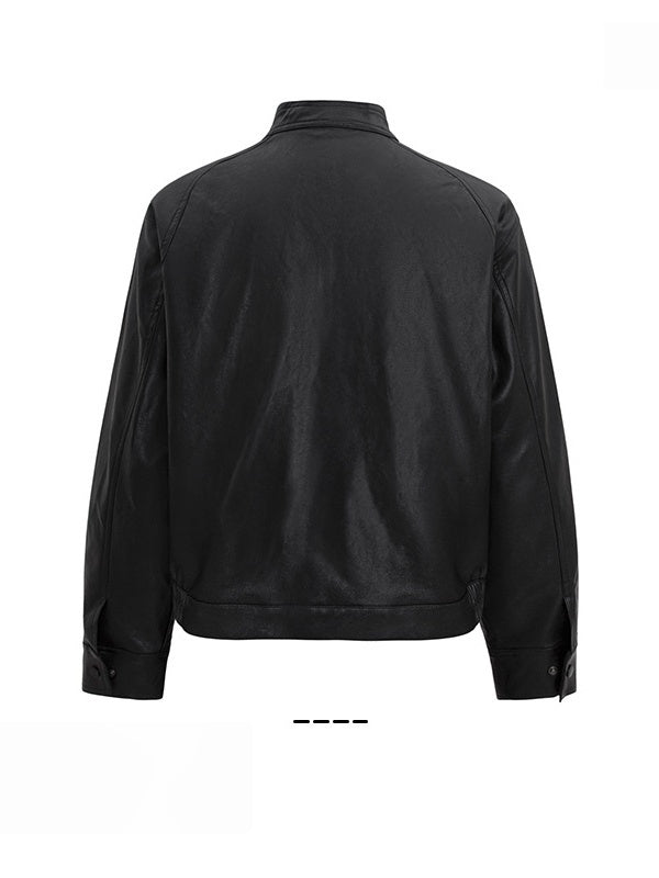Stand Collar Locomotive Loose PU Jackets