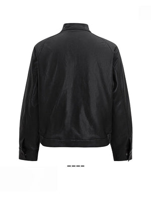 Stand Collar Locomotive Loose PU Jackets