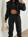 Solid Color Minimalist Hooded Sweatshirt And Casual Sports Pants 3-piece Sets