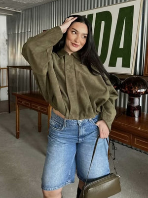 Suede Commuter Casual Style Long-sleeved Zipper Textured Jacket