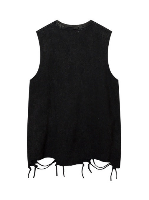 Letter Printed Loose-fit Ins Tank Tops