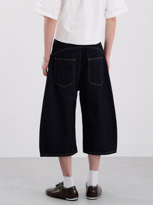 Denim Baggy Wide-leg 7 Points Shorts
