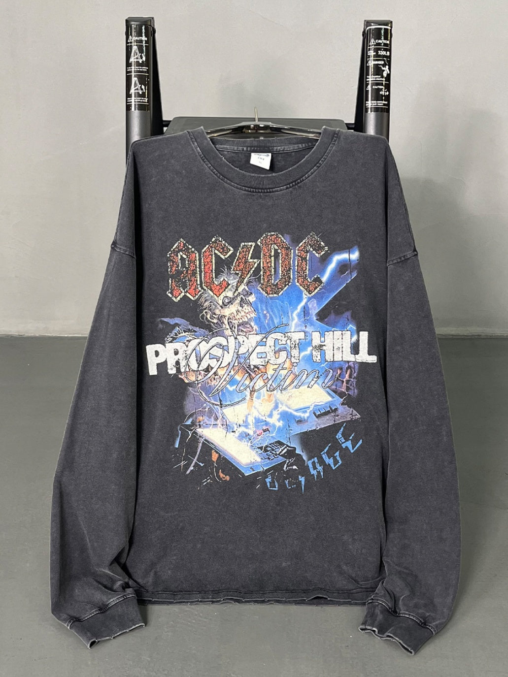 Rock Music Personality Washing Water Printed Long-sleeved T-shirt