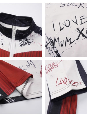 Letter Graffiti Color-blocked Loose-fit T-shirts