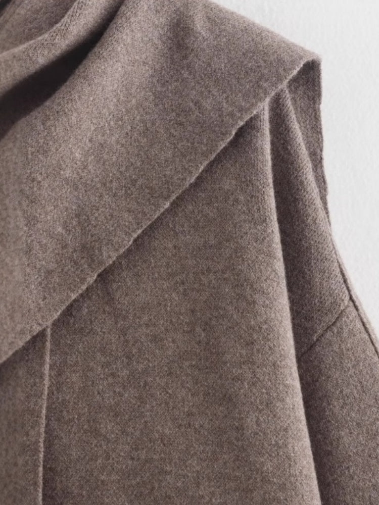 Asymmetrical Short Scarf Shawl Knitted Cardigan Coat