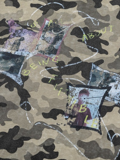 Retro Figure Printed Camouflage Cropped T-shirts