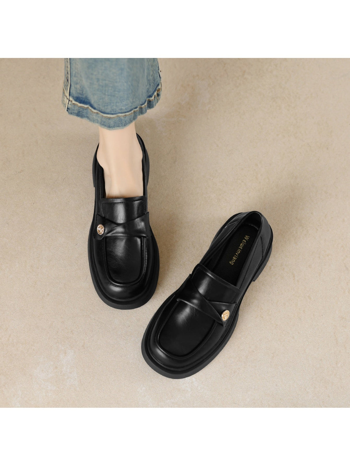 Liber Spring and Autumn Thick-soled Metal Buckle Women's Loafers