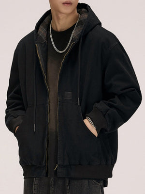 Retro Plaid Tooling Hooded Jacket