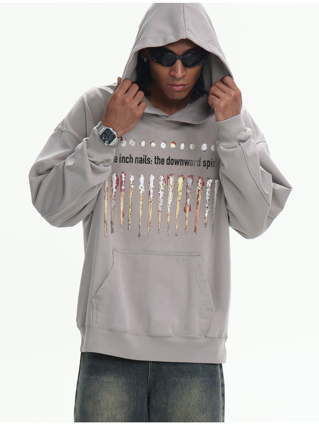 Fried Salt Washing Terry Stereo Printed Hoodies