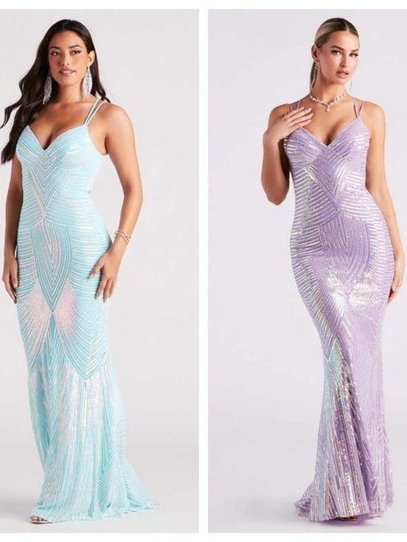 V-Neck Wrap hip mermaid  Sequins Maxi Dresses