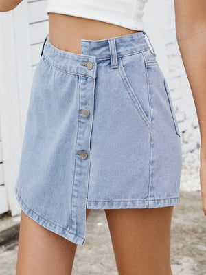 Buttons Irregular Design Denim Skirts