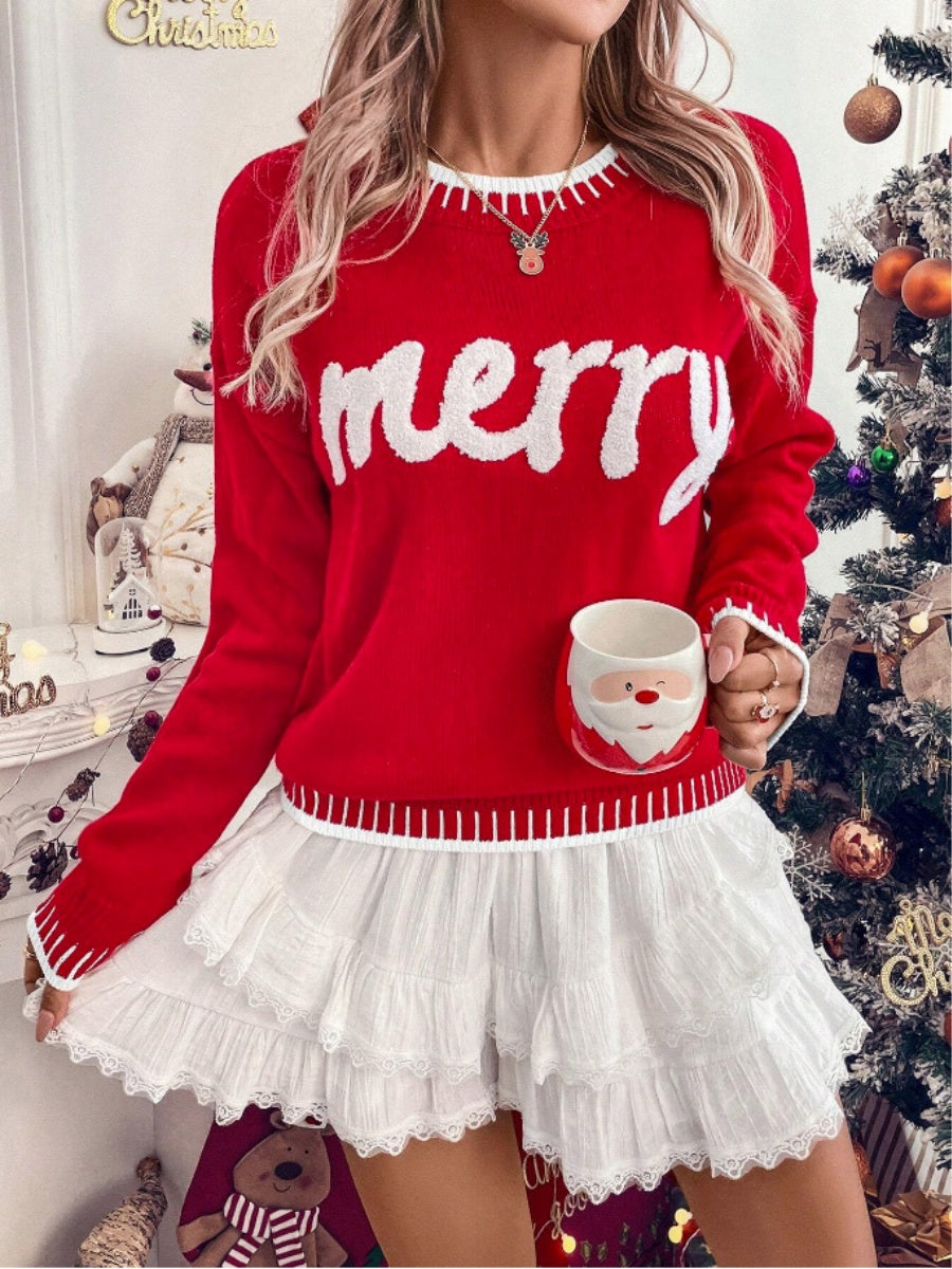 Christmas Letter Crew Neck Sweaters