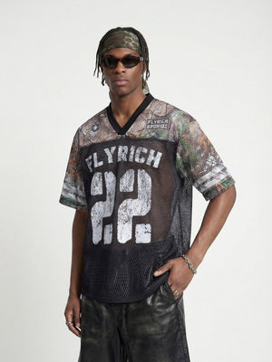 Camouflage Patchwork Baseball Hollow Out Breathable T-shirts