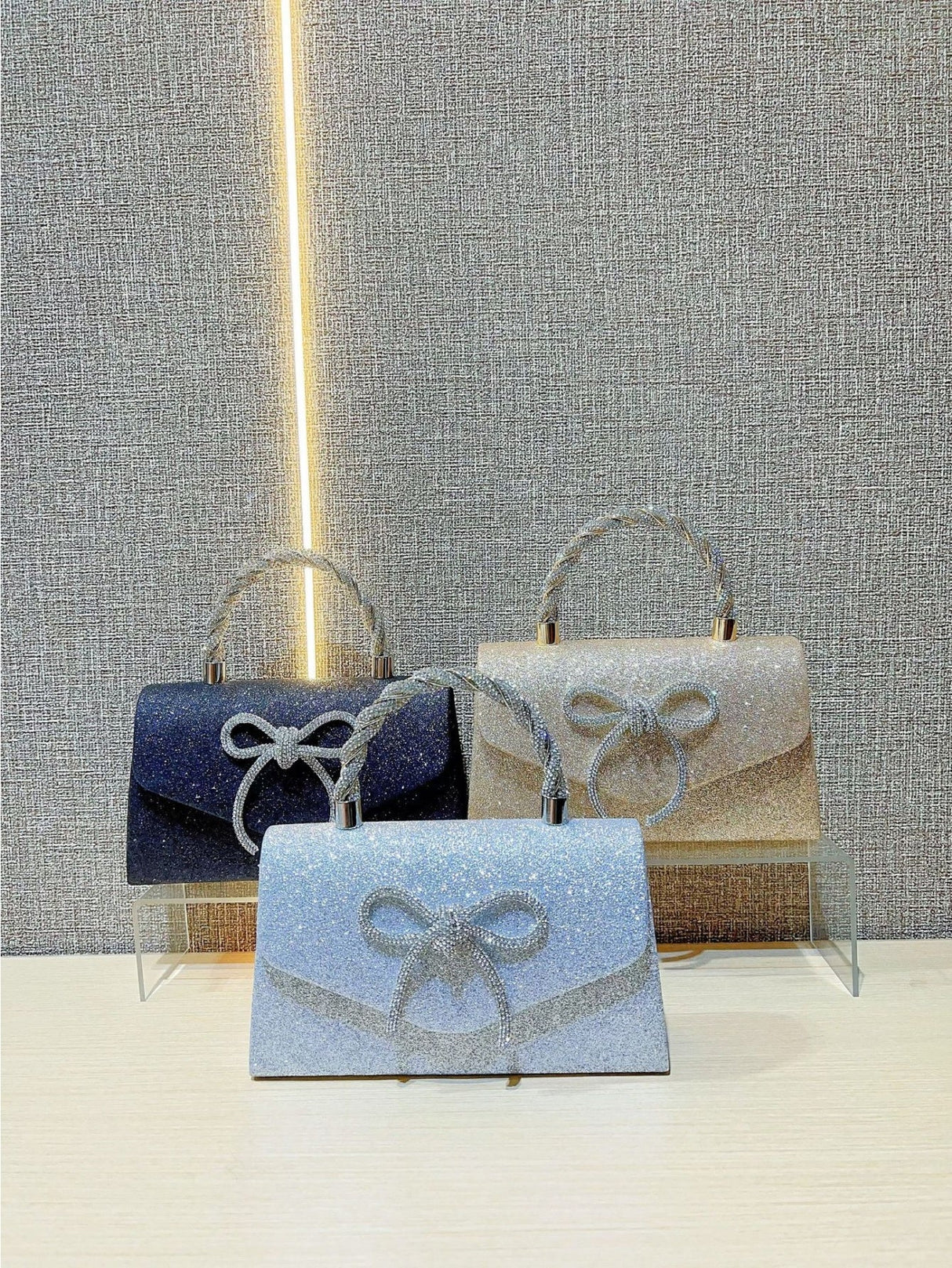 Liber Four Seasons ACC Sequin Bow Small Square Bag