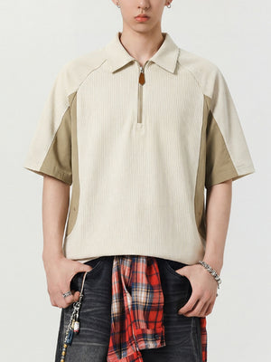 Color-blocked Leisure Breathable Loose-fit POLO Shirt