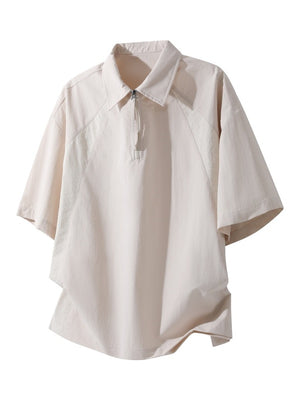 Cotton And Linen Breathable Pleated POLO Shirt