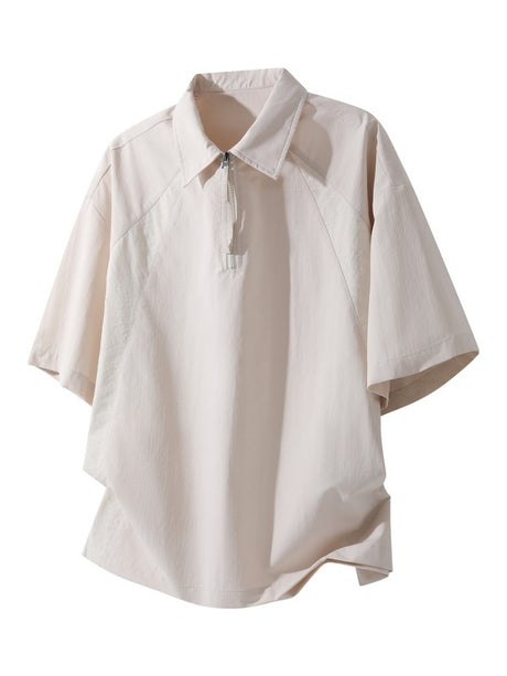 Cotton And Linen Breathable Pleated POLO Shirt