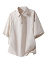 Cotton And Linen Breathable Pleated POLO Shirt