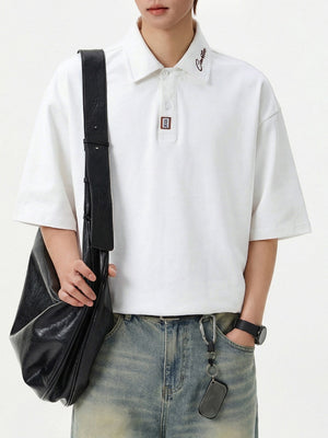 Color-blocked Applique Breathable Polo Shirt