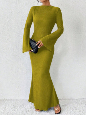Hip-hugging Long Sleeve Slim-fit Maxi Dresses