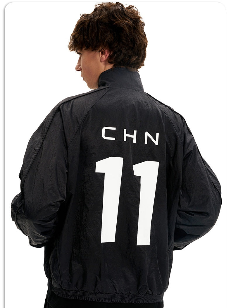 Retro Short And Wide Digital Printing Loose Stand Collar Football Jackets