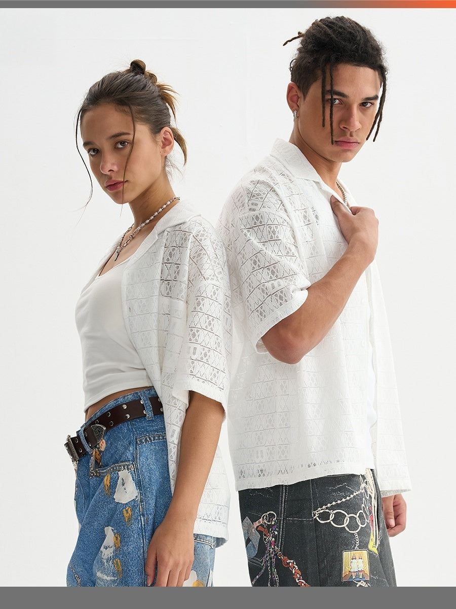 Liber Summer Men's Button placket Solid Color Shirts