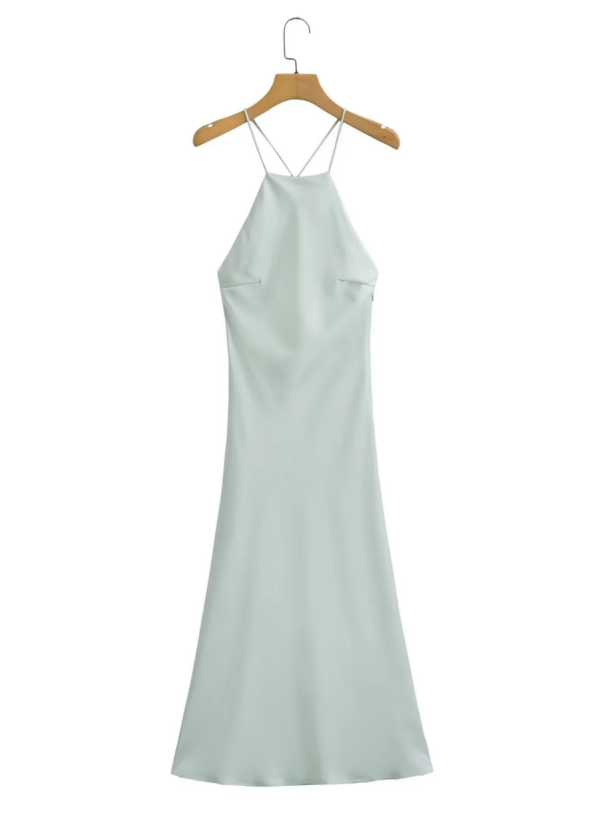 Silk Satin Halter Neck And Backless Maxi Dresses