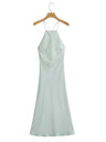 Silk Satin Halter Neck And Backless Maxi Dresses