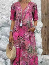 Leopard Print Midi Dress With Lace Trim And V-neck Short Sleeves