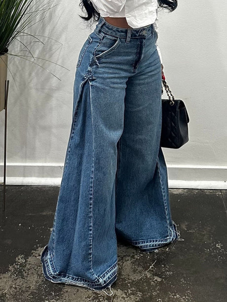 Y2k Pleated Tassel Flared Pants Jeans
