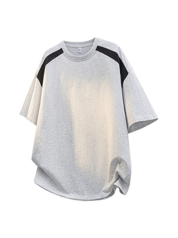 Retro Color-blocked Patchwork Loose-fit T-shirts