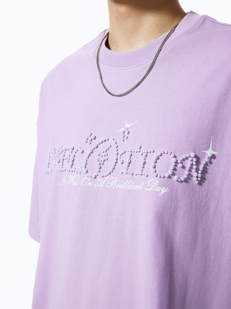 Rhinestone-studded Letter T-shirts